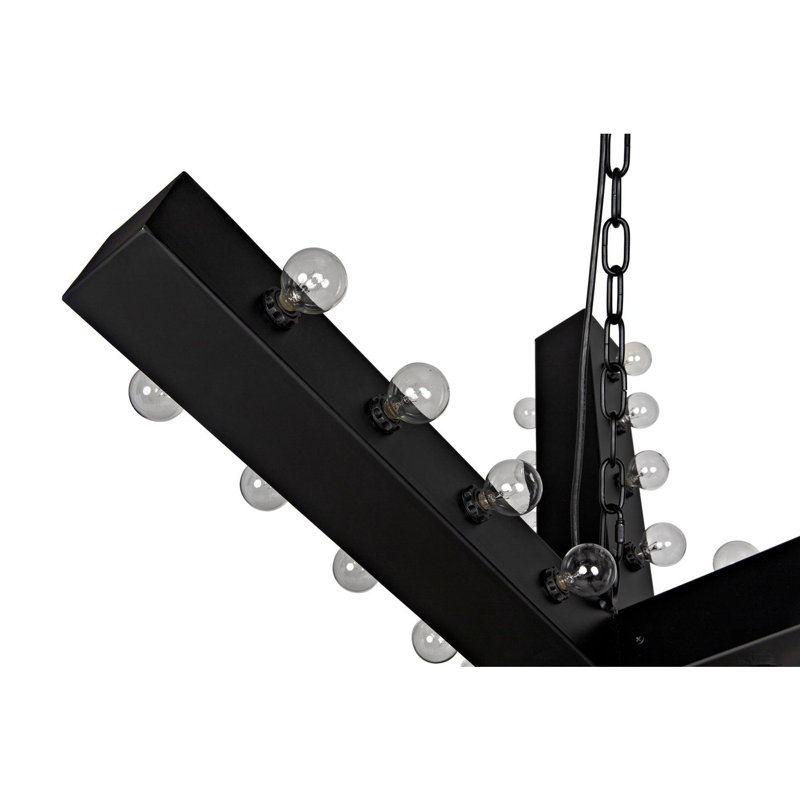 Lustre géométrique unique et remarquable Cruzar, Noir mat, H 34,5 po x l 52,5 po x P 52,5 po