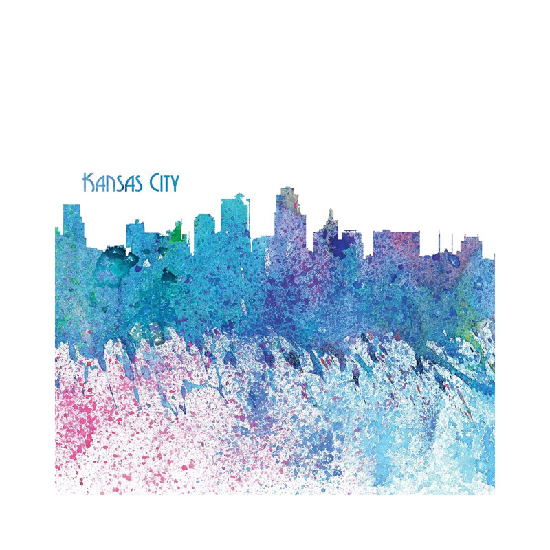 Kansas City Missouri Skyline Silhouette Impressionistic Splash by Markus & Martina Bleichner - Wrapped Canvas Gallery-Wrapped Canvas Giclée