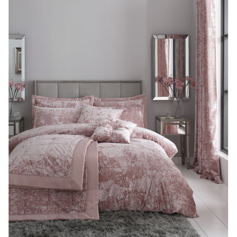 Crushed Velvet Duvet Cover Set with Pillowcases, Silver, Super King Duvet Cover + 2 Standard Pillowcases