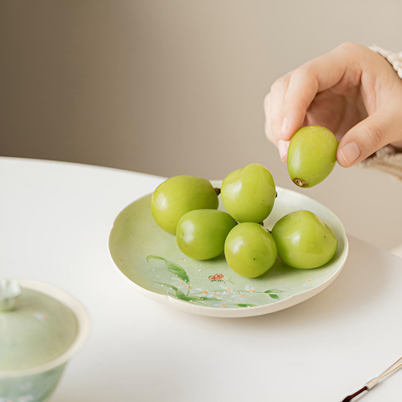 Wenxinlan Hand-Painted Ceramic Tray - Elegant Matte Finish, A Dual-Purpose Masterpiece For Tea Parties