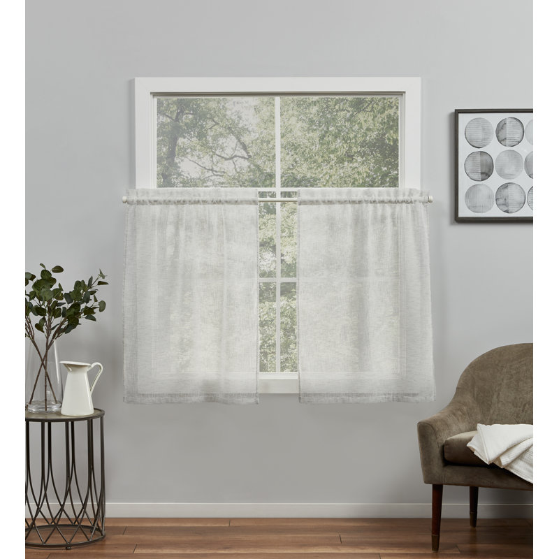 Sheer Curtain Panel Pair, Silver, 26" W x 36" L