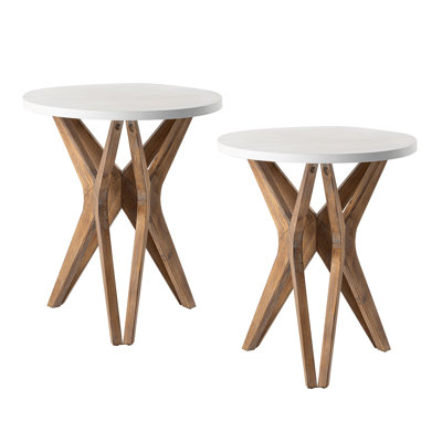 Sevenoaks Farmhouse Crossed Legs Round End Table