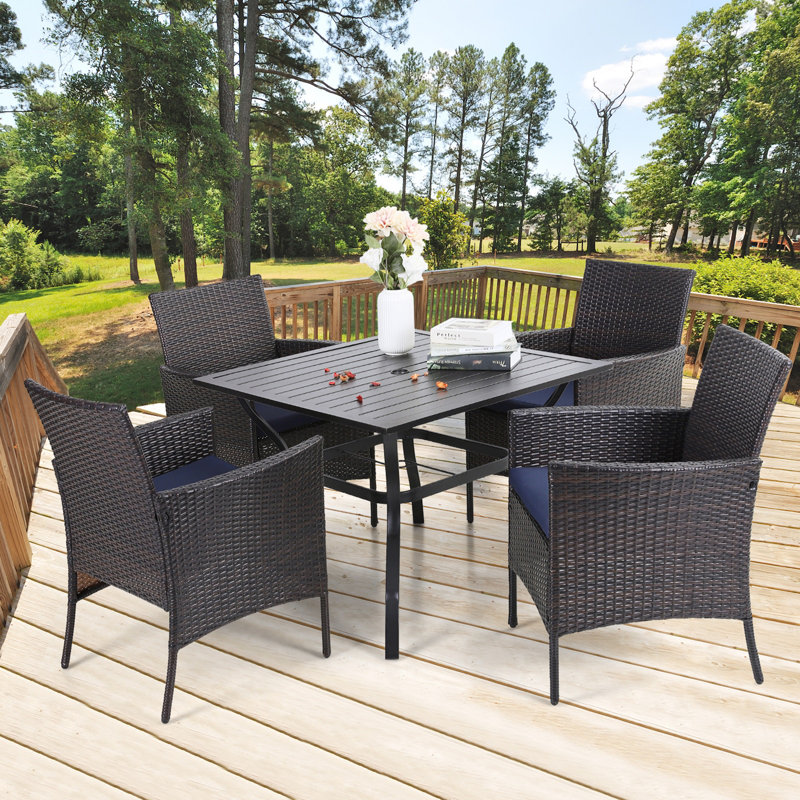 Alyah 4 - Person Patio Dining Set with Square Table , Cushions Included