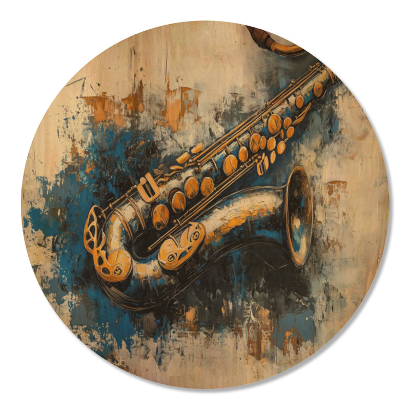 Midnight Brass Solo - Affiche murale ronde en bois pour saxophone, Rond 23 po, Rond