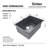 Sinber 23" x 18" Undermount Single Bowl Kitchen Sink with 18 Gauge 304 Stainless Steel Black Finish-90989171