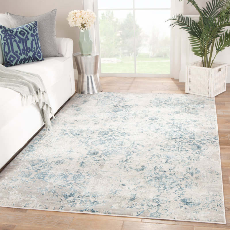 Tapis bleu à motif abstrait Days, Rectangle 5 x 7 pi 6 po