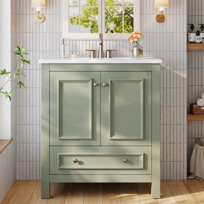 Meuble-lavabo autoportant de 30 po avec lavabo en céramique