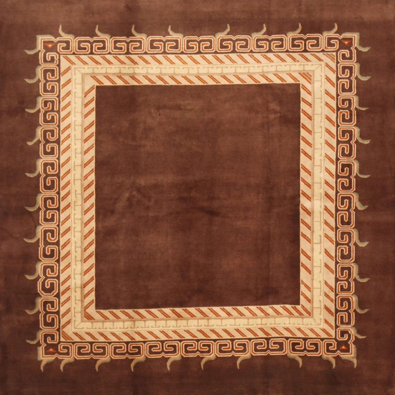 Tapis brun et beige de style Sud-Ouest, Carré 6 pi