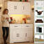 Cage Farmhouse Pantry, armoire de 71 po de hauteur avec prise de courant, éclairage à DEL, 2 tiroirs, 8 portes et rangement ouvert pour la cuisine et la salle à manger-627477102-631202091