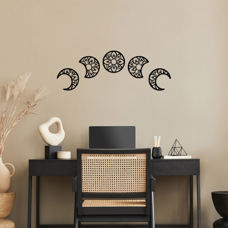 Decorative Metal Wall Accessory Set (3 Pieces), Black, 5.1 x 5.1 inches | 100% Metal Construction, Thickness: 0.06 inches | Stylish Home Decor, Perfect for Living Room, Bedroom & Office Walls