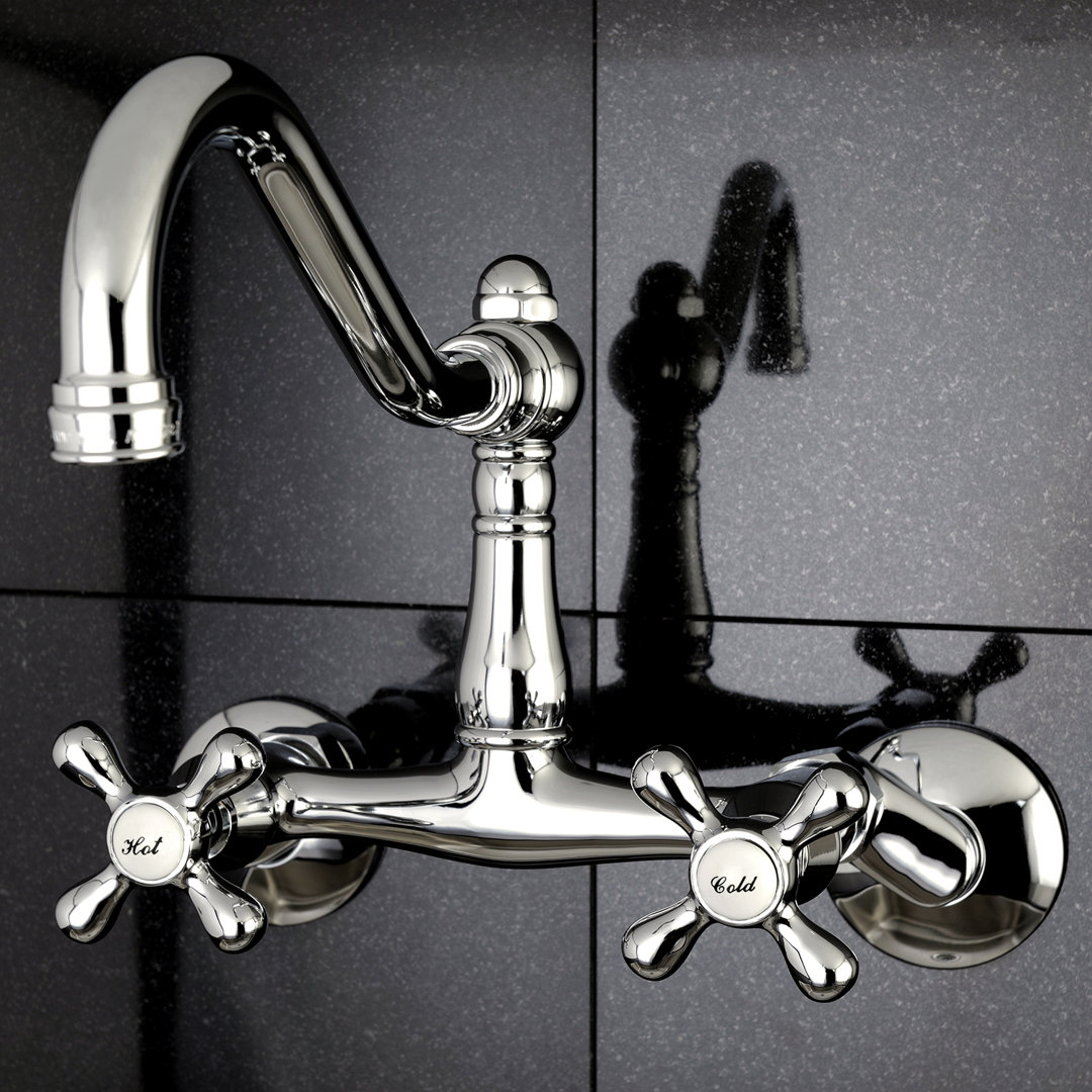 Kingston Brass Vintage Double-Handle 2-Hole Wall-Mount Bridge Kitchen Faucet Kingston Brass 