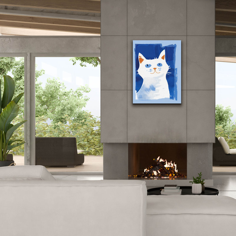 «Chat en bleu» par Andreas Magnusson, art mural sur toile, 12 po x 16 po, H 34 po x l 26 po x P 1,5 po