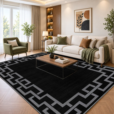 Abstract Machine Printed Shag Area Rug