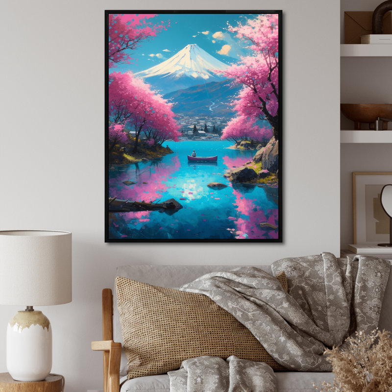 Gilby Cherry Blossom Lake I, H 40 po x l 30 po x P 1,5 po, Cadre flottant noir