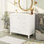 Meuble-lavabo 36 po avec poignées argentées - Design blanc intemporel pour un lavabo rectangulaire en céramique