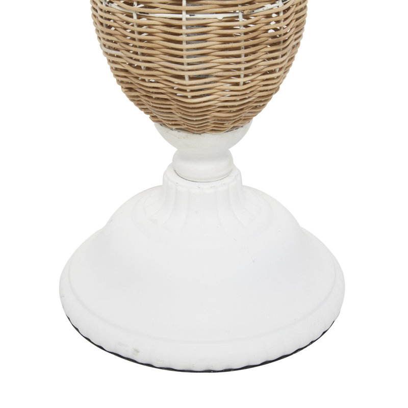 Holle Solid Wood Top End Table, White/Brown