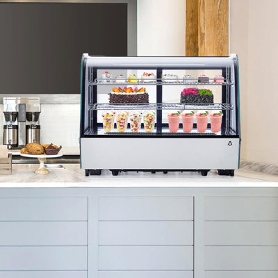 5.6 Cu. Ft. Commercial Countertop Display Refrigerator with Glass Door, LED Lighting, and Adjustable Shelves – for Beverages, Desserts, and Snacks