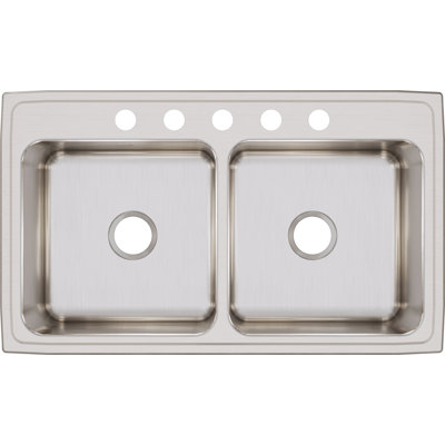 Évier de cuisine à double cuve à montage sur plan L 37 po x l 22 po Lustertone