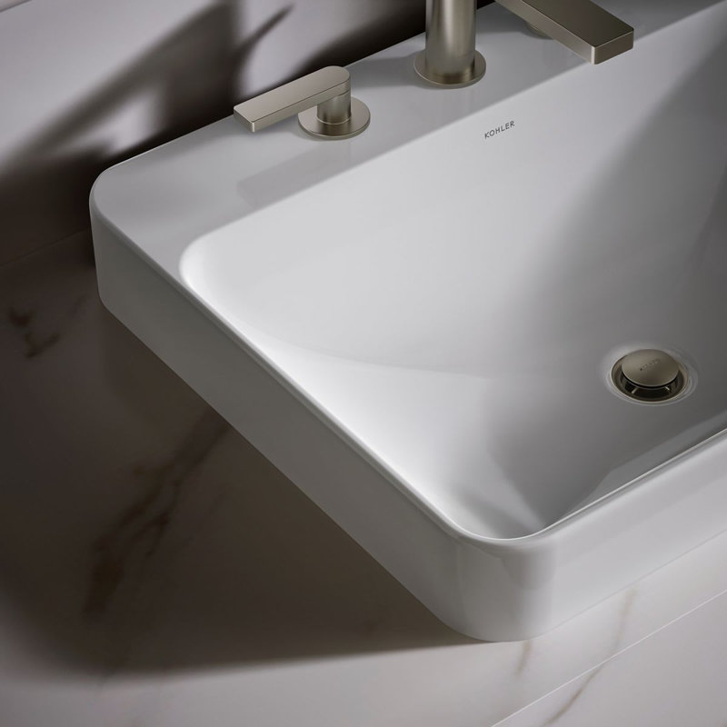 Vox Vitreous China Rectangular Vessel Bathroom Sink with Overflow, 1, White