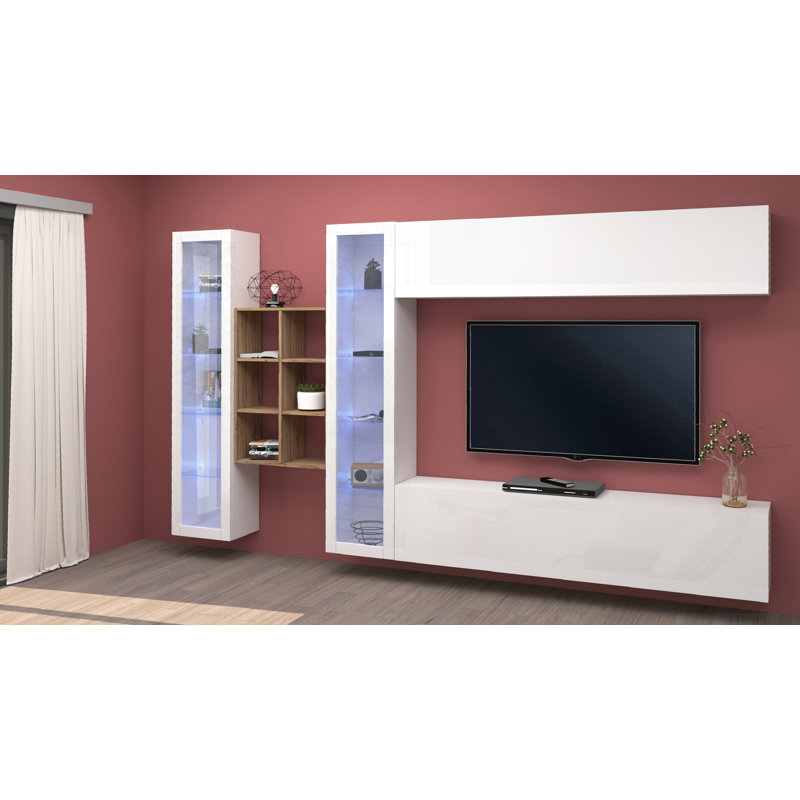 Maruska Unfinished Floating Entertainment Centre for TVs up to 70", White Glossy