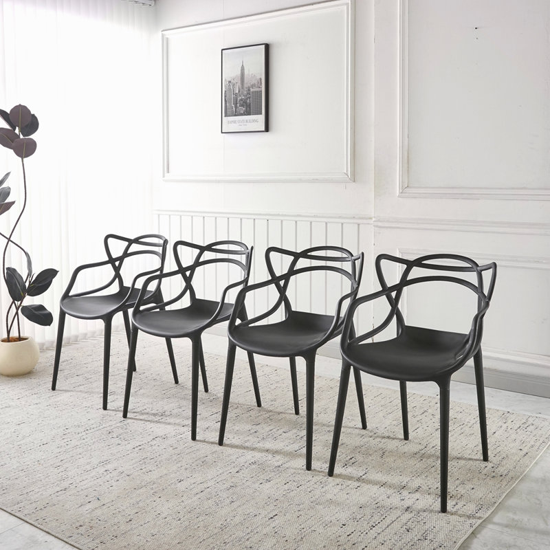 Chaise en plastique 4 pièces, Noir
