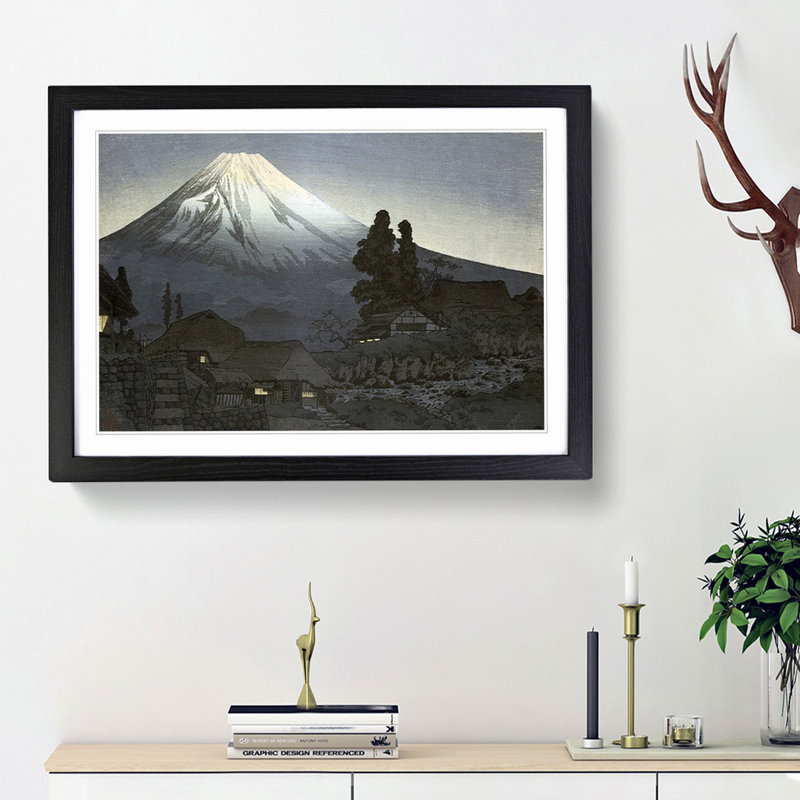 Mount Fuji from Mizukubo by Takahashi Shotei - Picture Frame Painting Print, 27cm H x 36cm W x 2cm D, Black Framed