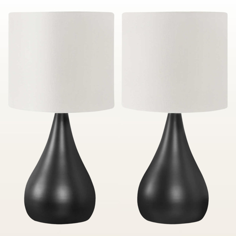 Ensemble de 2 lampes de table en métal noir et ivoire / crème Terence, H 17,54 po x l 8,78 po x P 8,7 po Terence