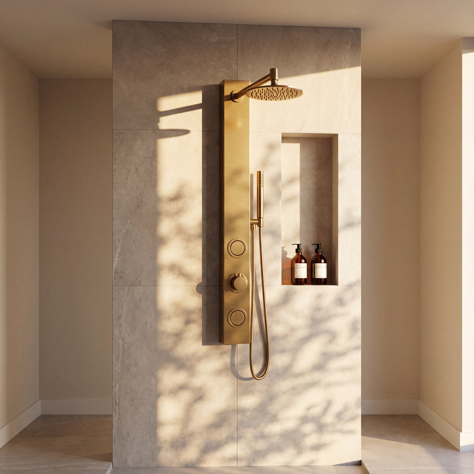 Gardenia 2-Jet Shower System with Hand Wand, Matte Gold