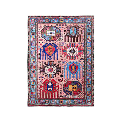 Tapis oriental rectangulaire en laine rose noué à la main 6 pi 0 po x 8 pi 2 po - MOA102575