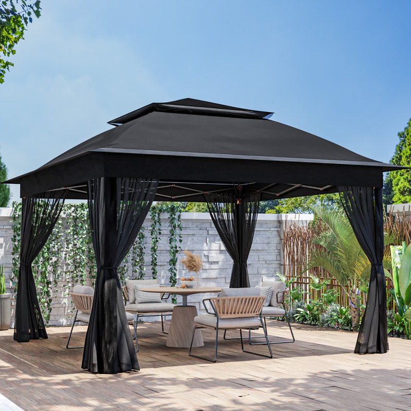 11 Ft. W x 11 Ft. D Steel Pop-up Gazebo, Black