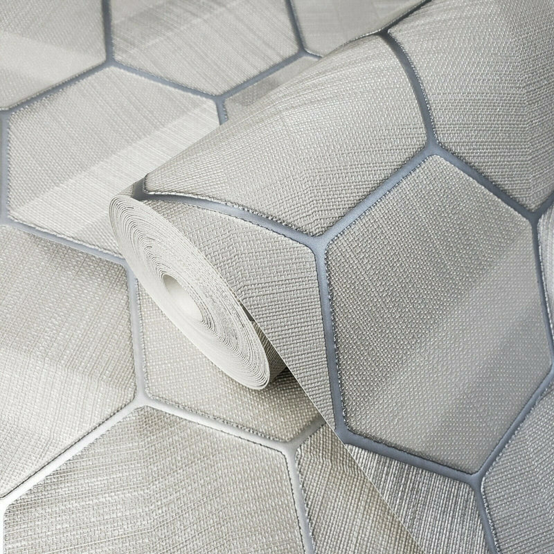 Papier peint géométrique gris argenté Idola Lamborghini