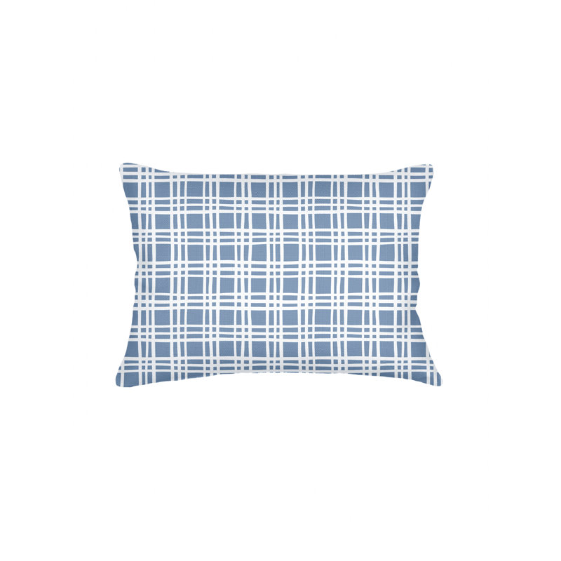 Cape Blue Estate Plaid Linen Dutch Euro Pillow 28X36 with Down Insert, Beige, Square 26", Down Blend
