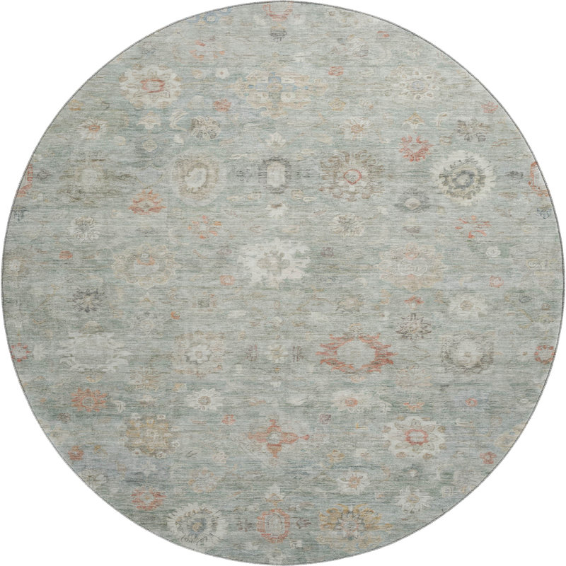 Premium Machine Washable Verlin AMF1770 Damask Rug, Round 8'