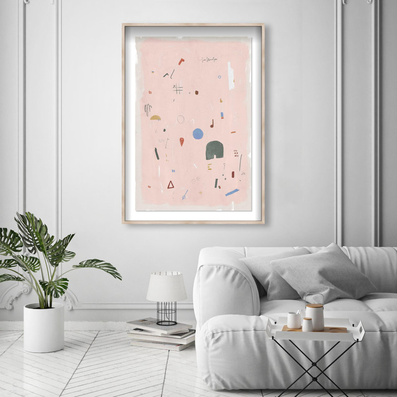 Oliver Gal Pieces of Me Blush Abstract - Luxury Shadowbox Framed Wall Art, 47" H x 32" W, Cream