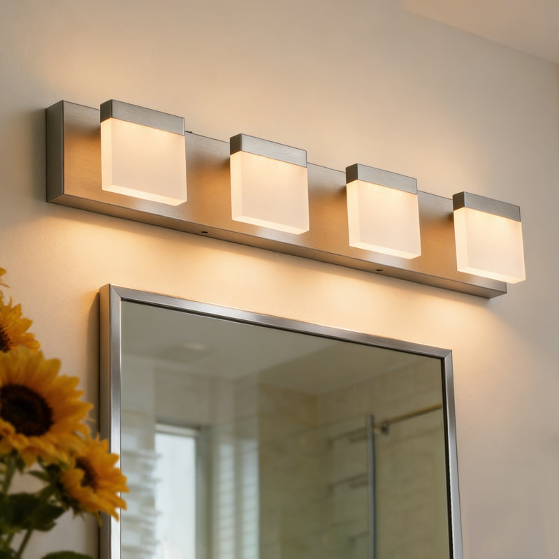 30" 4-Light LED Bathroom Vanity Light Bar, Adjustable 5 CCT, 32W, Brushed Nickel, Brushed Nickel, 4 Lights