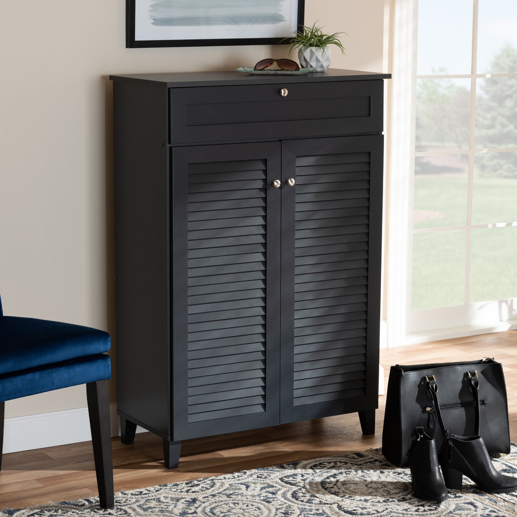 Winston Porter 15 Pair Shoe Storage Cabinet (Dark Grey)