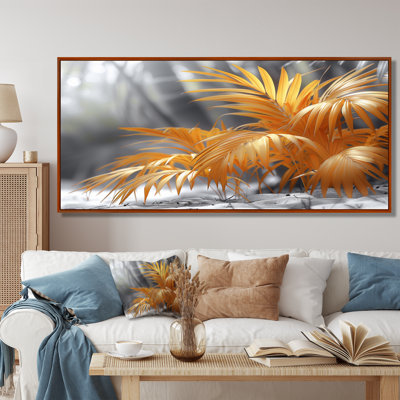 «Yellow and Grey Palms Garden», impression d'art mural palmiers et palmiers