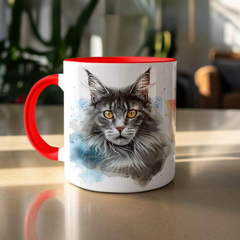 Ceramic Coffee Mug, Red, 4