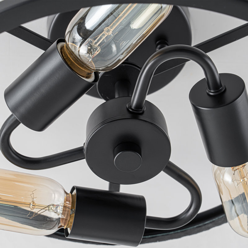 Plafonnier semi-encastré 3 lumières en verre martelé