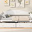 Lit de jour simple en bois blanc, 2 tiroirs pour l'organisation de la chambre à coucher, fabrication en pin, pas de sommier tapissier, idéal pour tout intérieur, conception de chalet traditionnelle, espace de rangement supplémentaire pour la structure, haute qualité