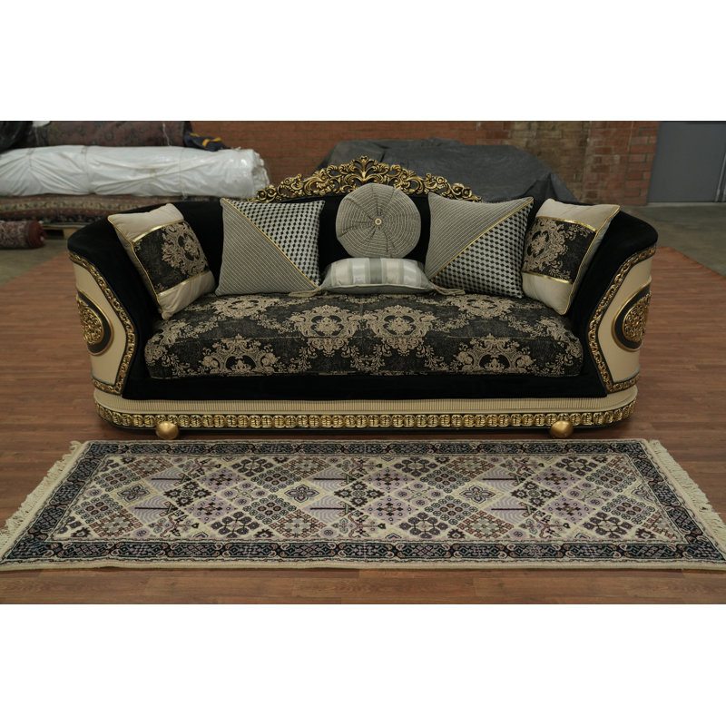 Tapis de couloir traditionnel en laine oriental multicolore 3 x 8