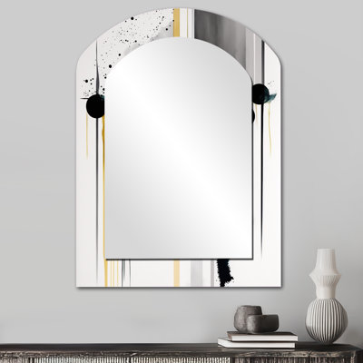 Abstrait formes transitionnelles III - grand miroir arqué de formes abstraites, décor de miroir mural unique asymétrique moderne, impression d'art en métal