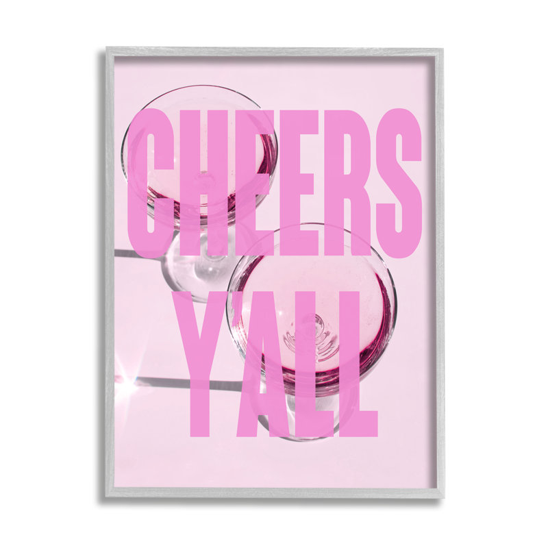 «Pink Cheers Y'all» encadré par House of Lulu, Estampe numérique Farmhouse, H 14 po x l 11 po x P 1,5 po