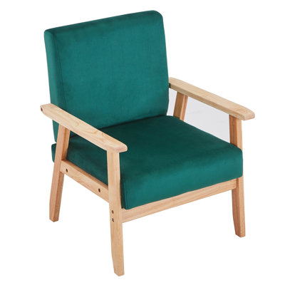 Bleona Velvet Accent Chair For Living Room, Mid Century Modern Relaxing Armchair With Solid Wood Frame & Soft Cushion, Reading Leisure Chair With Back