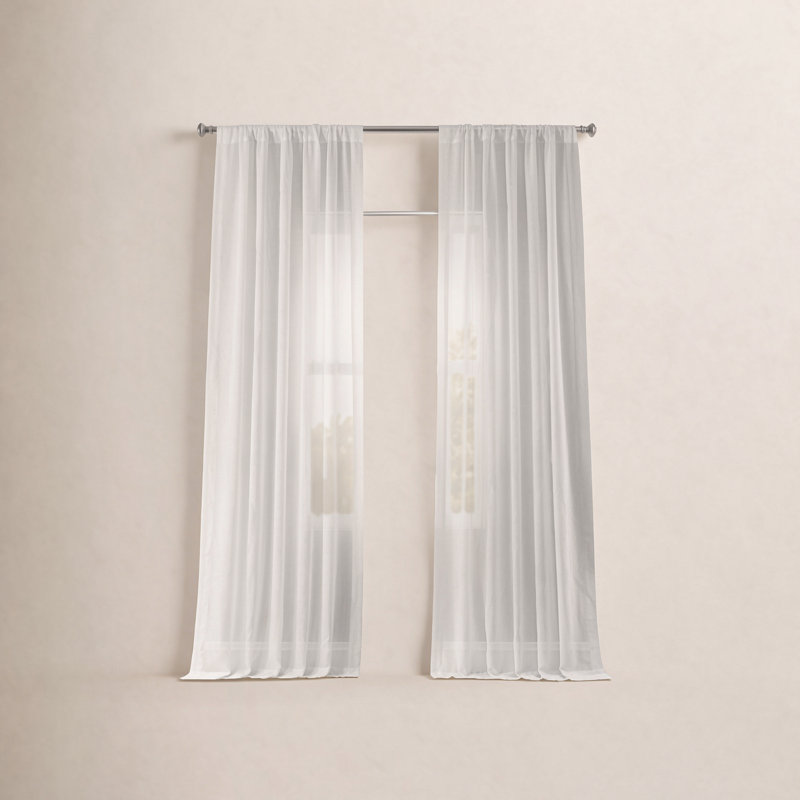 Larsa Linen Blend Sheer Curtain Single Panel, White Orchid, 50" W x 96" L