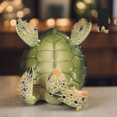 4.25"W Green Sea Turtle Cellphone Holder