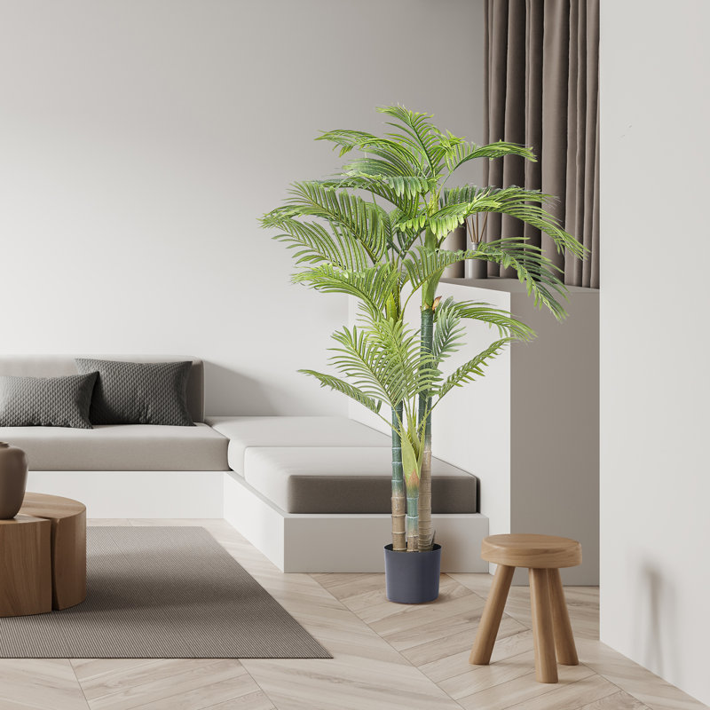 6.5 FT Green Plastic Potted Palm Floor Plant