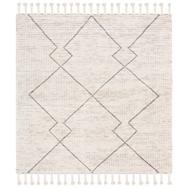 Skyelee Hand Woven Wool Geometric Rug, Square 6'