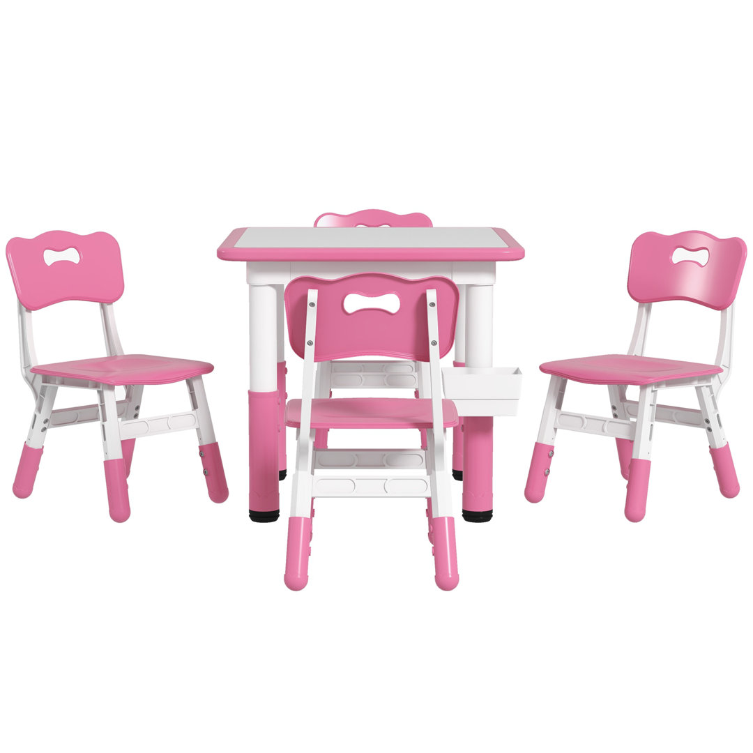 Harriet Bee 5 Pieces Kids Table And Chair Set, Height Adjustable Toddler Table And Chair Set, Activity Table And Chair Set With Storage, For Playroom, Nursery, Classroom Harriet Bee 