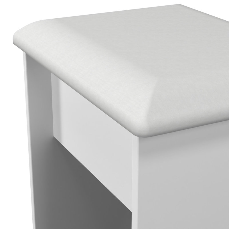 Fully Assembled Ratley Dressing Table Stool, White/White